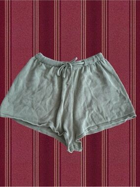 High Waist Knit Lounge Shorts - Sage Green